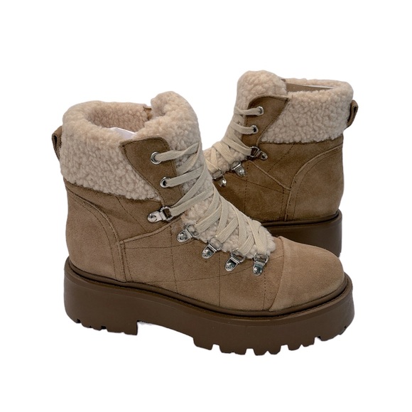 Steve Madden Women’s Reyen Platform Boots Oatmeal Suede‎ Size 8 M - Picture 3 of 8